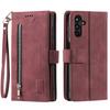 Shockproof PU Leather Phone Case for Samsung Galaxy A34 5G,Zipper Pocket Design Stand Anti-Scratch Protective Cover with 9 Card Slots