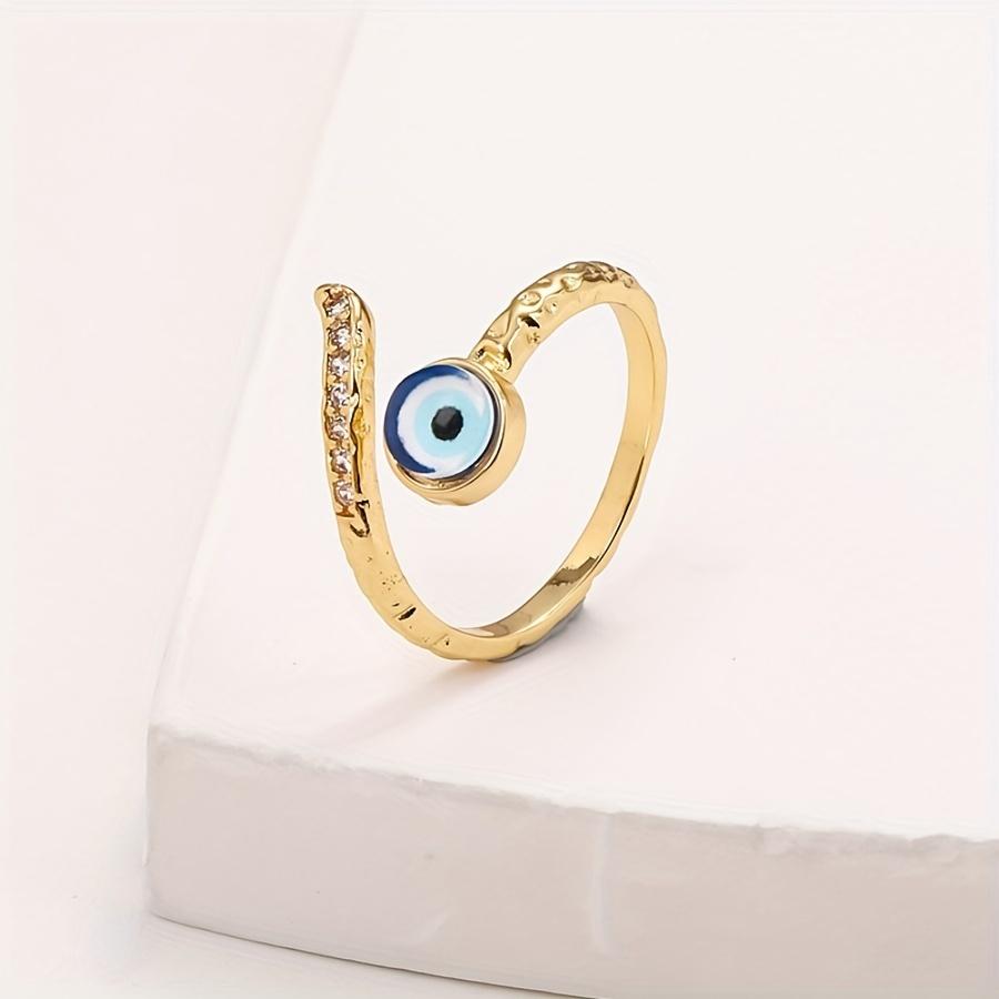 Y2K Punk Adjustable Ring, Copper Material with Synthetic Zirconia Mosaic, Fashion Eye Decoration for Party Music Festival Halloween Occasion