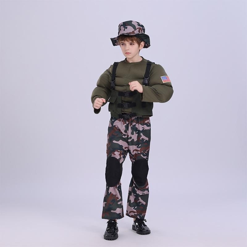 Kids Police Costume Set Halloween Cosplay Outfit Cos Party Performance Suit for Boys Role Play