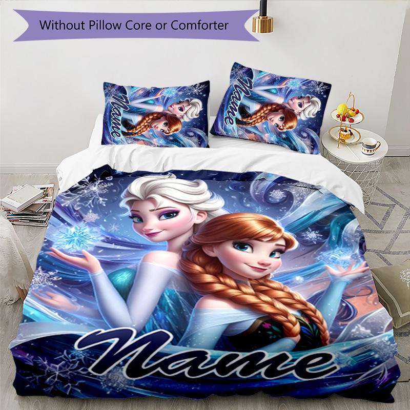 3pcs Frozen6 Cover Set - Personalized Name, HD Printed Bedding with 1 Cover and 2 Pillowcases - Perfect for Home Decor, Easy Care