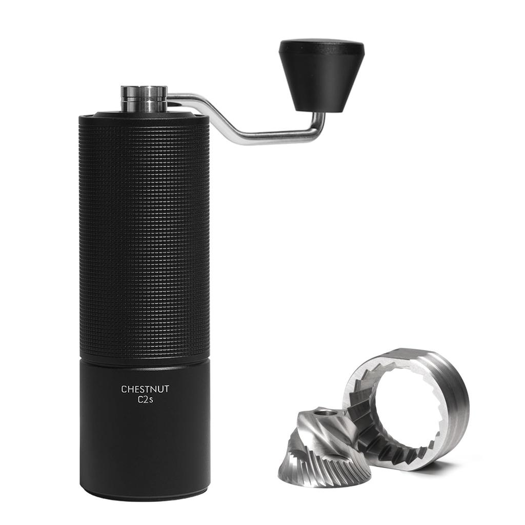 TIMEMORE C2S Manual Coffee 36 Levels of Coarseness Easy to Stainless Black Grinder, Adjustment, Lightweight, Portable, Clean, Steel, (Brush Included)