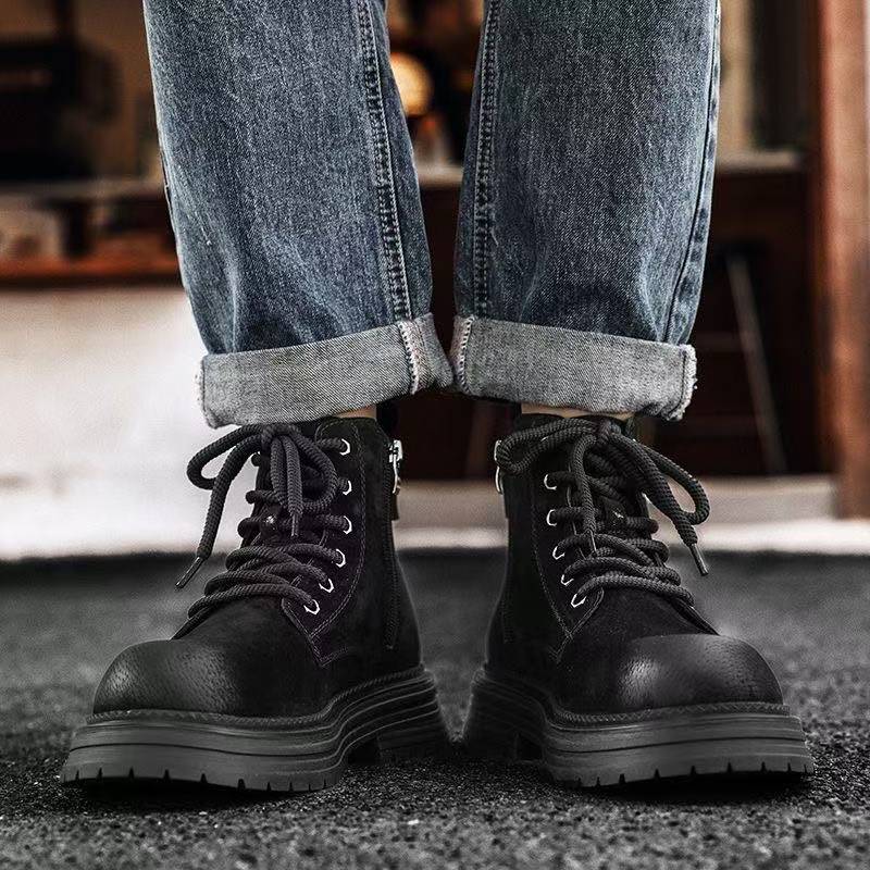 Motorrad Schuhe Männer Mode High Top Schuhe Chunky Ankle Stiefel Für Männer Casual Outdoor Turnschuhe Männer Punk Britischen Stil Männer der Stiefel