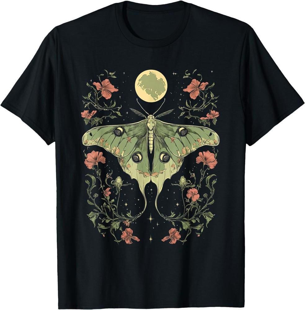 Luna Moth Celestial Moon Floral T-shirt