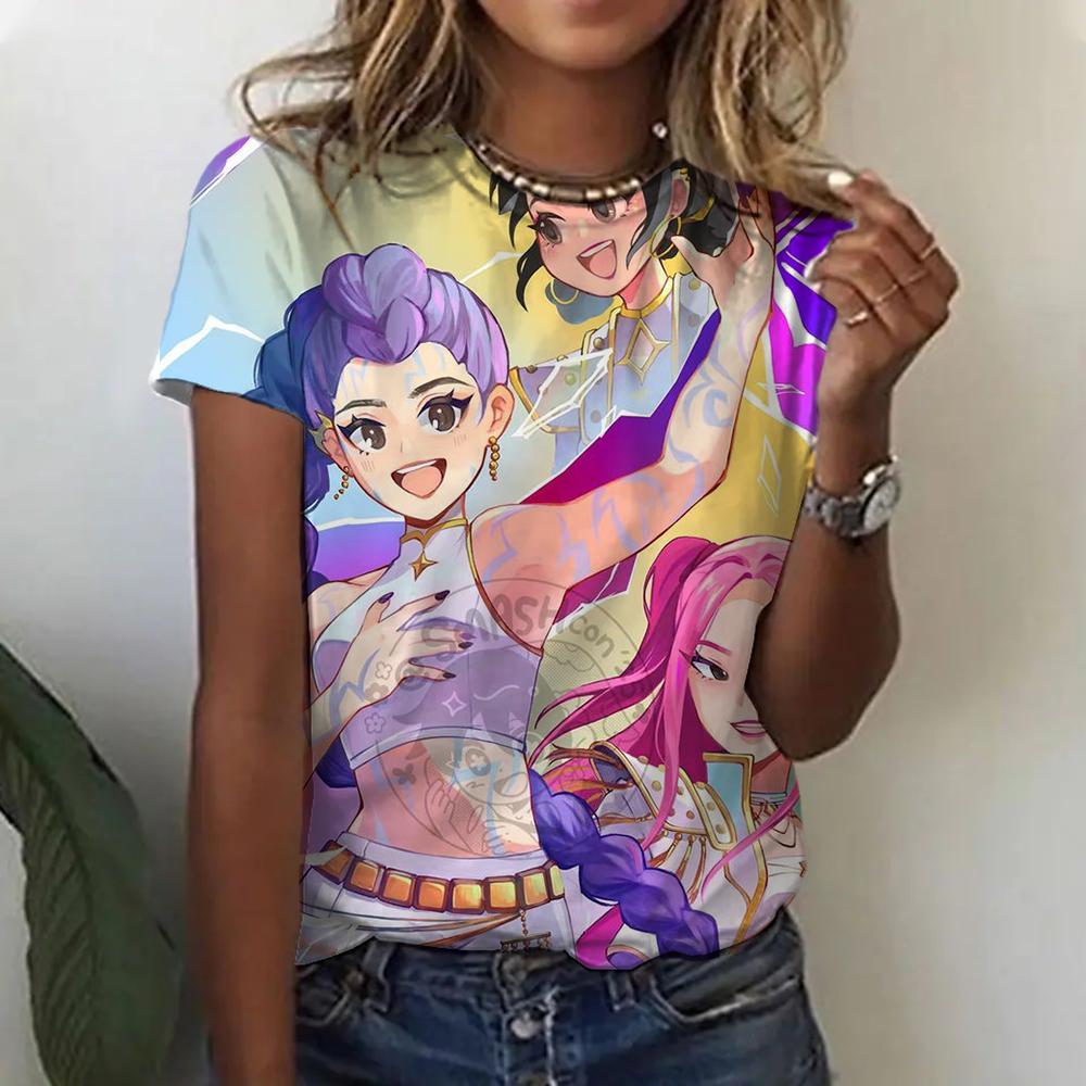 

Anime Style Graphic Funny KPop Demon Hunters 3D Print T-shirts Summer Fashion O-neck Short Sleeve Tops S