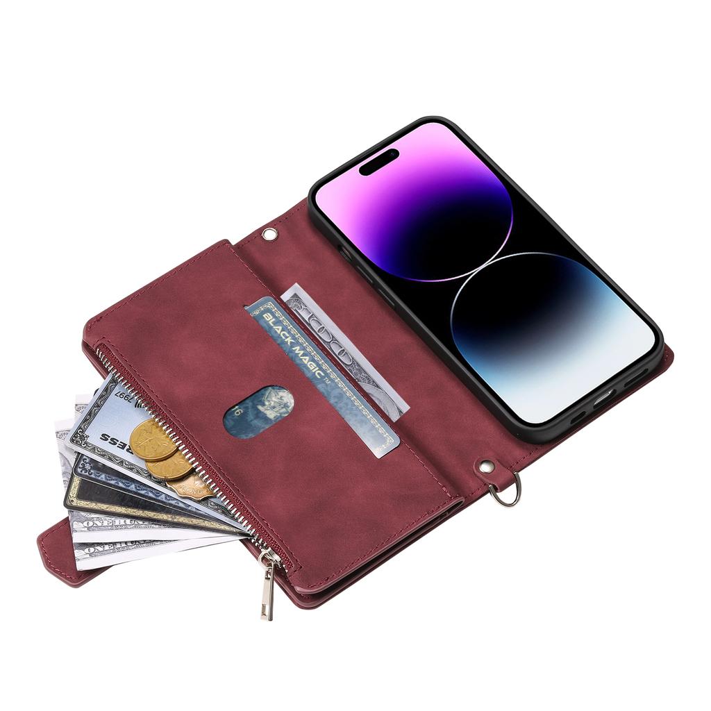 Styl 005 Pouzdro pro iPhone 16 PU kůže Peněženka Kryt na telefon Kosočtvercové prošívání