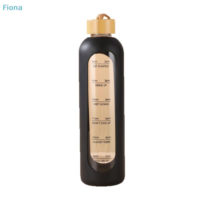 Time Marker Glass Water Bottle with Silicone Sleeve & Bamboo Lid, Motivational Water Bottle for Daily Hydration