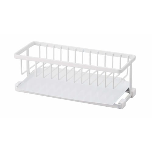 Tenma Rust-Resistant Storage Holder for In-Sink Detergent and Sponges, Kitchen Storage, Detergent & Sponge Rack (with 2-Way Tray), White, Approx. 22 x