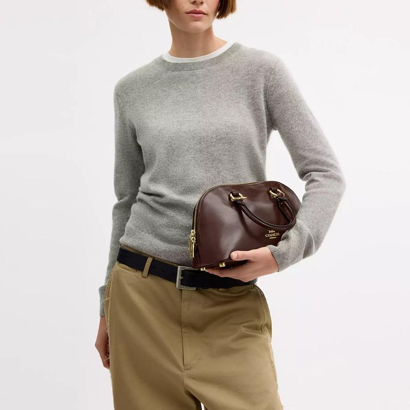 Coach Satchel Logo Leather Shoulder Tote Bag Women bags Maple CDV19-IMMPL