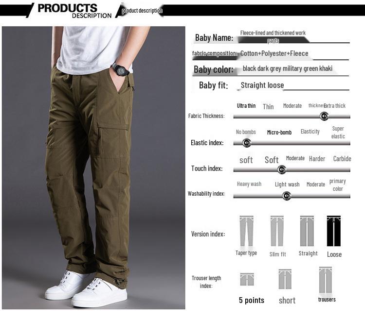 Pánské větruodolné a voděodolné outdoorové kalhoty softshell, zimní ležérní střih straight fit se sametovou podšívkou a mnoha kapsami