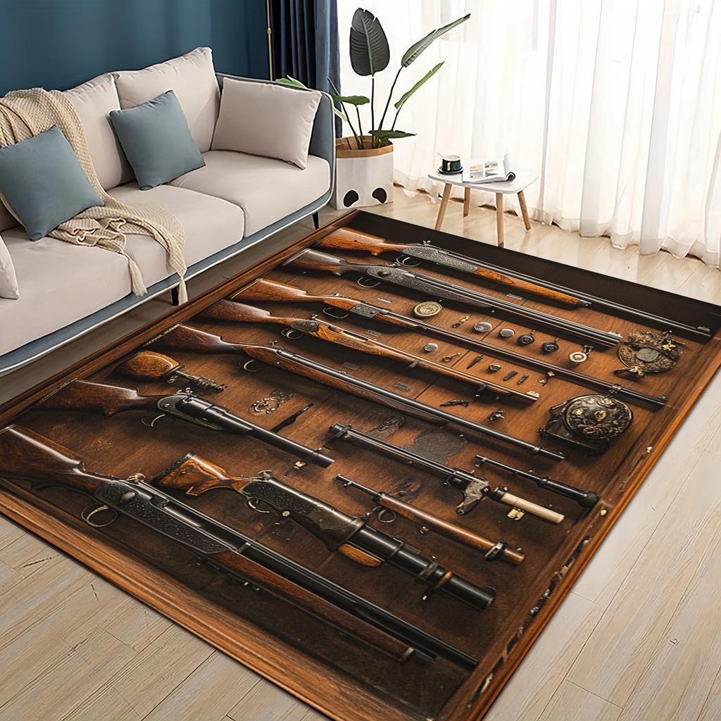 Style Military Shoot Gun Armoury Hot Weapons Rug for Living Room Bedroom Home Sofa Decoration,Kids Floor Mat