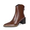 Fashion NEW Autumn Women Boots Split Leather Shoes for Women Square Toe Chunky Heel Shoes Zipper Short Modern Boots Concise Daily Shoes