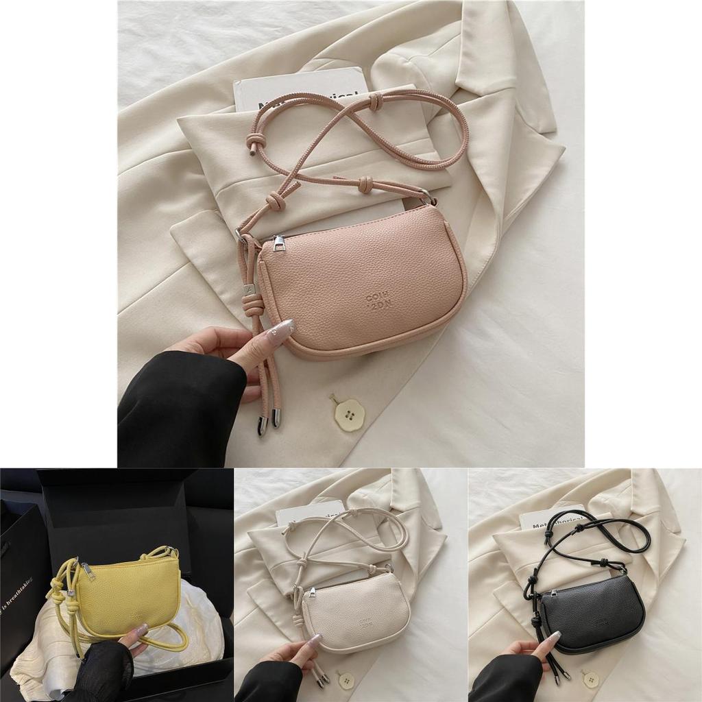 Simple Solid Color Lychee Texture Women Casual Shoulder Bag For Casual Outings