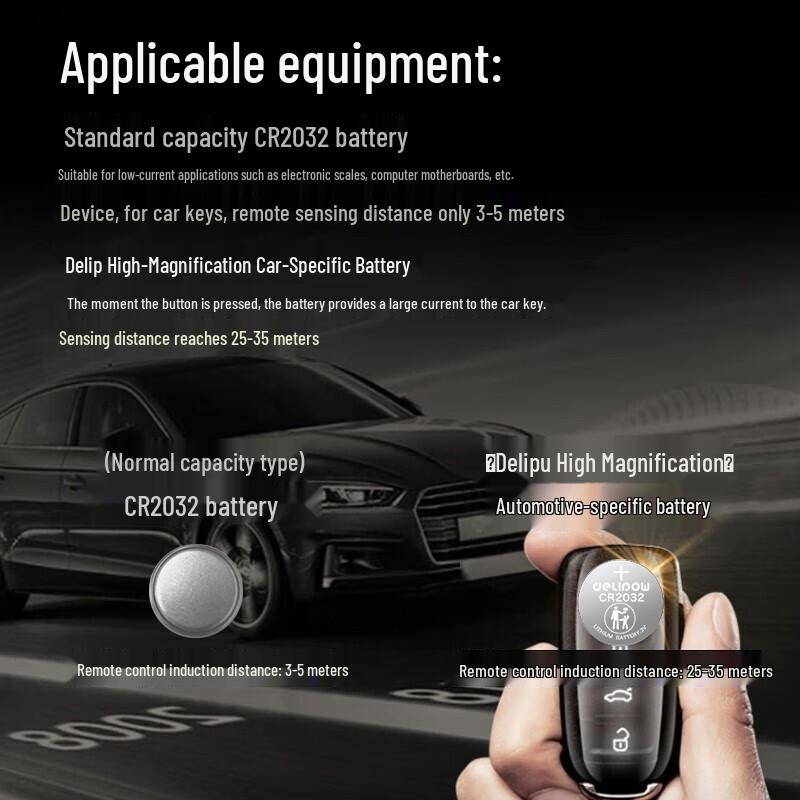 Delipow CR2032 Car Remote Key Battery CN Plug (adapter Included)