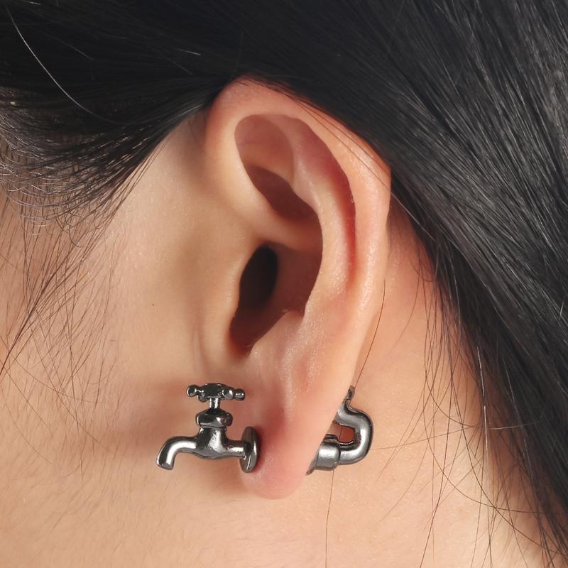 Orecchini a Bottone Rubinetto Stile Punk Rubinetto Bottone Orecchini Strani per Donne Uomini Piercing Gioielli per Orecchie Novità Orecchini Divertenti