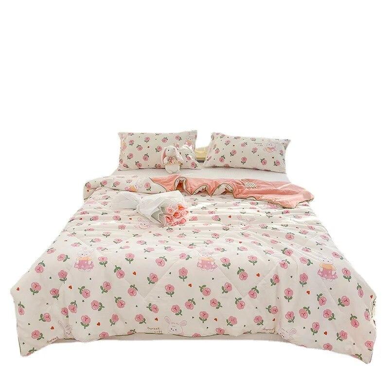Summer Thin Quilt Home Textile Kids Lightweight Soft Comforter Washable Air Conditioning Quilt Queen Size Summer Cooling Blanket