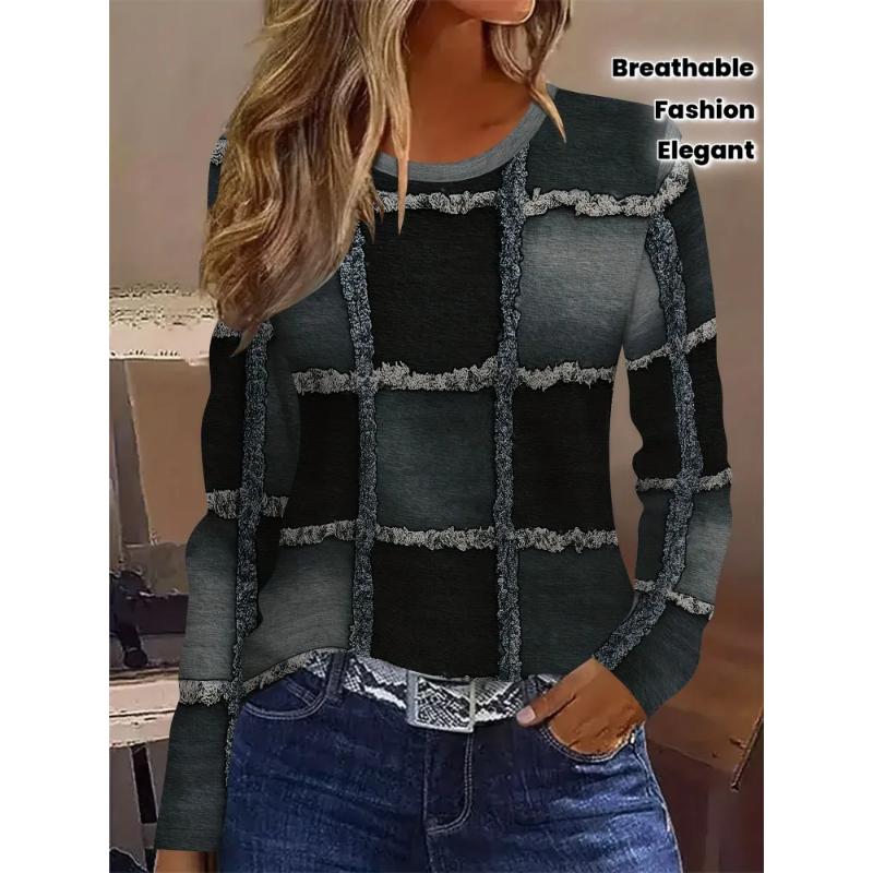 Fashion Women's Crew Neck Long Sleeve 3D Casual Color Printing Casual Short Sleeve Crew Neck T-Shirt