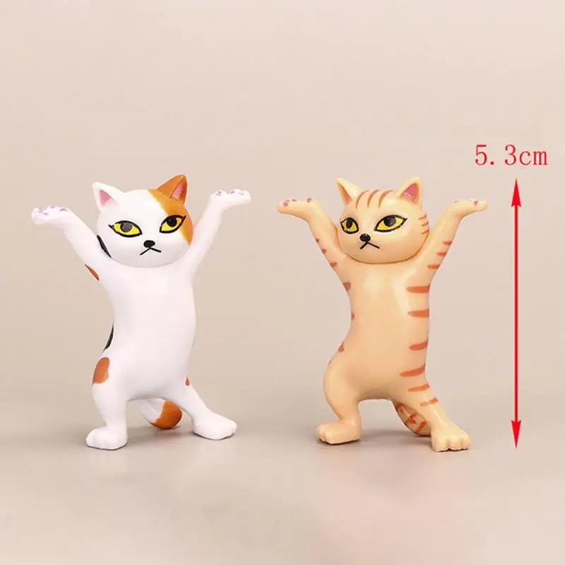 Kawaii Cats Pen Holder Funny Cat Doll Ornaments Plastic Crafts Earphone Support For Room Office Desk Home Decoration Accessories