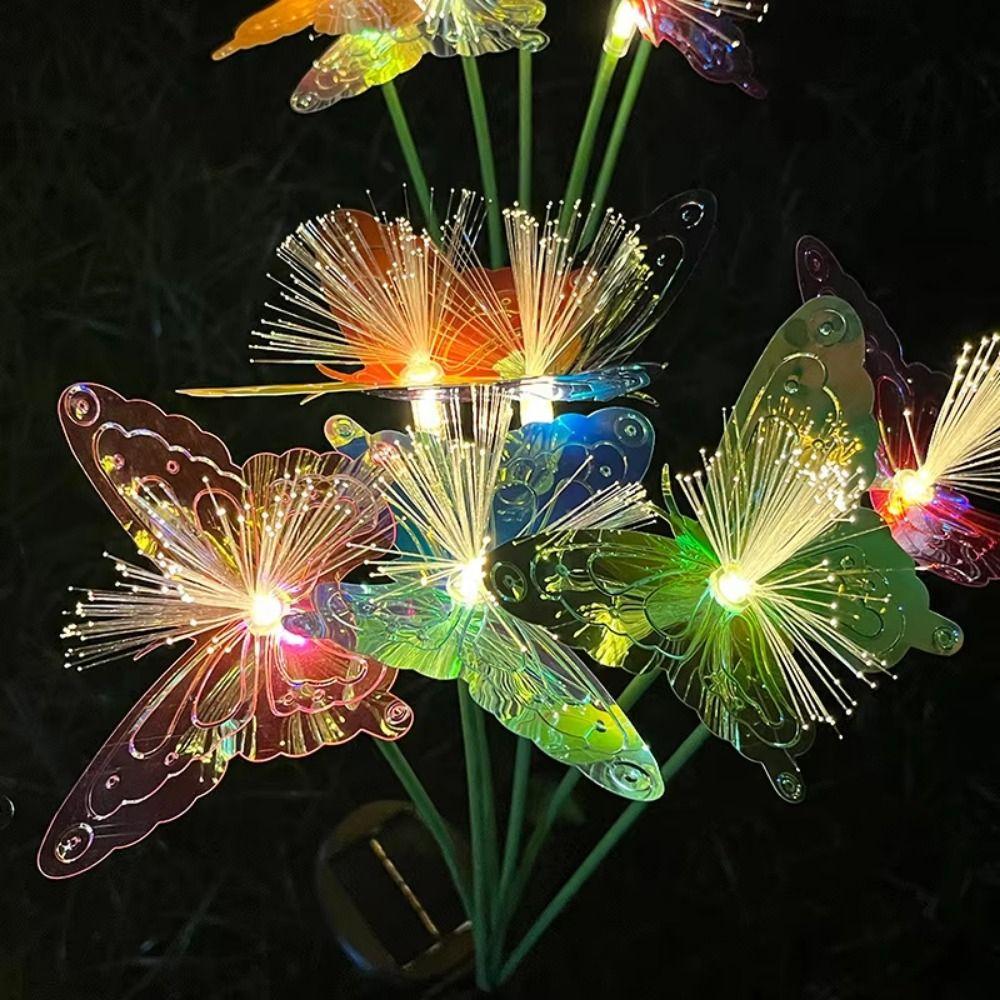 6/8 Head Solar Fiber Optic Flower Light Realistic Decorative Lighting Outdoor Solar LED Light Colored Solar Powered