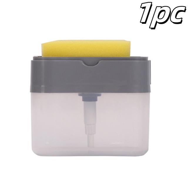 Automatic Dish Soap Dispenser Detergent Press Type Liquid Delivery Box for Cloth Dishwashing Kitchen Cleaning Tool with Sponge