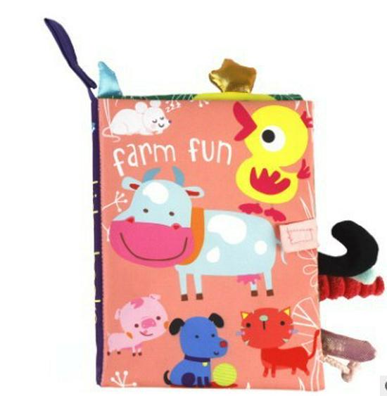 Multifunctional Tear-Proof Cloth Book: Educational Baby Rattle & Enlightenment Toy