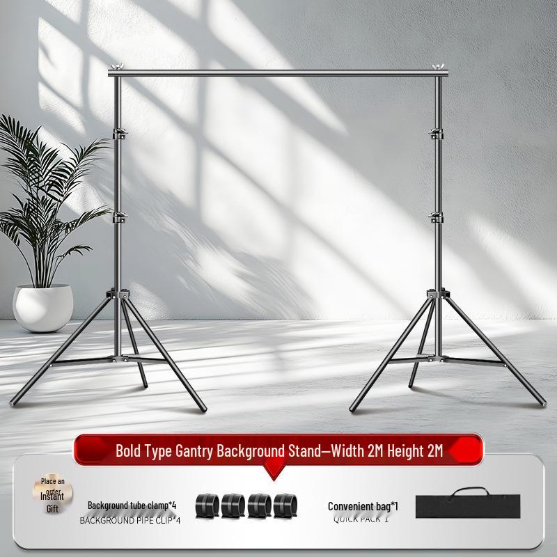 2x3 Meter Photography Background Stand with Black Light-Absorbing Cloth, Studio Props, and White Cloth for Shooting