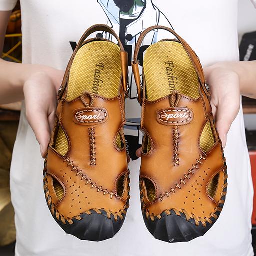 Mode Neue Echtes Leder Sandalen Herren Bequeme Hausschuhe Sommer Herren Sandalen Trendige Herren Ledersandale Designer Herrenschuhe