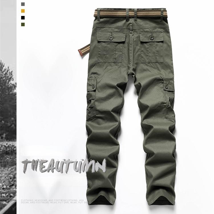 Men Al Cotton Cargo Pants for Mens Elastic Casual Trousers Multi-Pocket Joggers Fashion Outdoor Pants