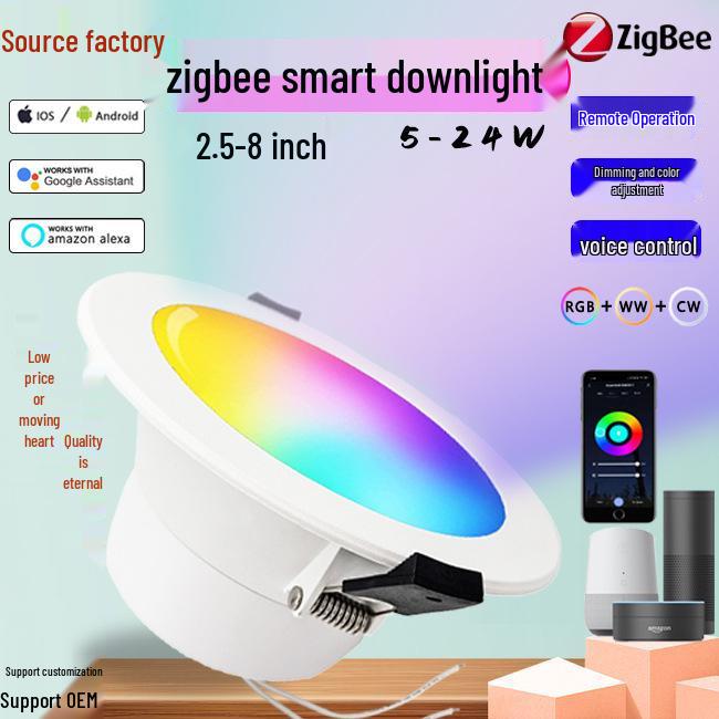 

Умный потолочный светильник Tuya Zigbee с голосовым управлением, регулировкой яркости и цветовой температуры 2.5 inch 5W