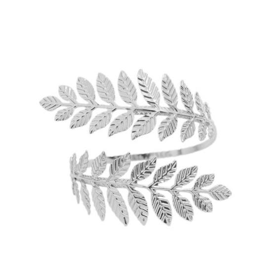 Fashion Women Metal Leaf Charm Open Bracelet Arm Cuff Armlet Bangle Fine Jewelry