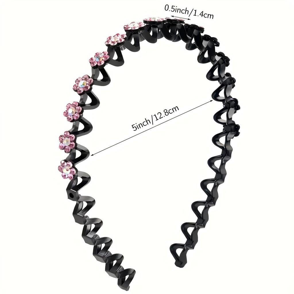 6pcs Fashion Women's Hair Accessories Grace Rhinestone Flower Suitable For Daily Wear Gift Girl Simplicity Headband Hair Hoops