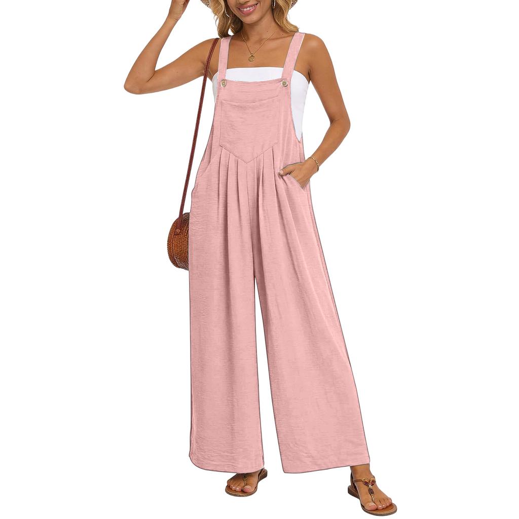 Women's Casual Loose Vintage- Cotton And Linen One-piece Pants With Drawstrings
