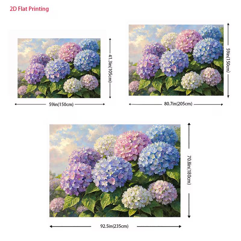 Vintage Hydrangea Floral Backdrop Oil Painting Purple Blue Flower Garden Background