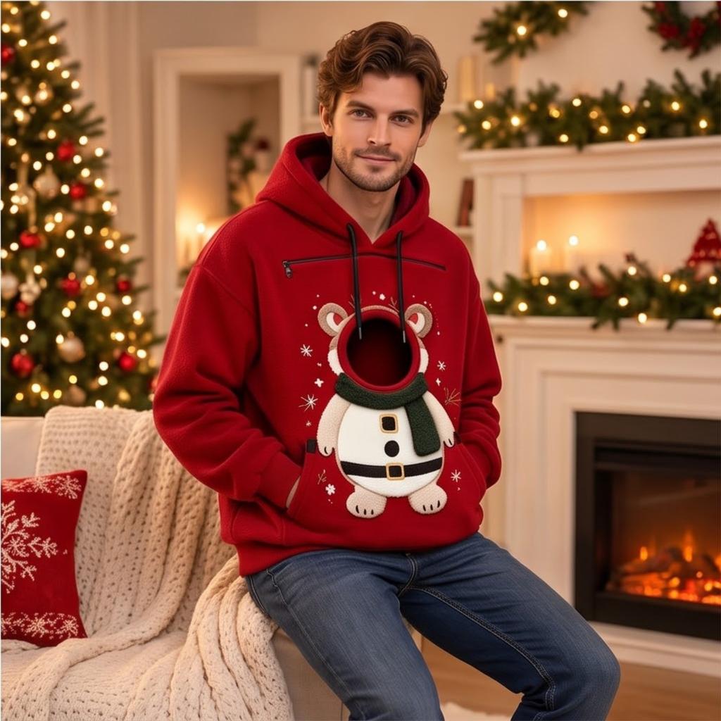 Felpa con cappuccio unisex alla moda a maniche lunghe con tasca per cane, felpa calda casual larga per l'uso quotidiano