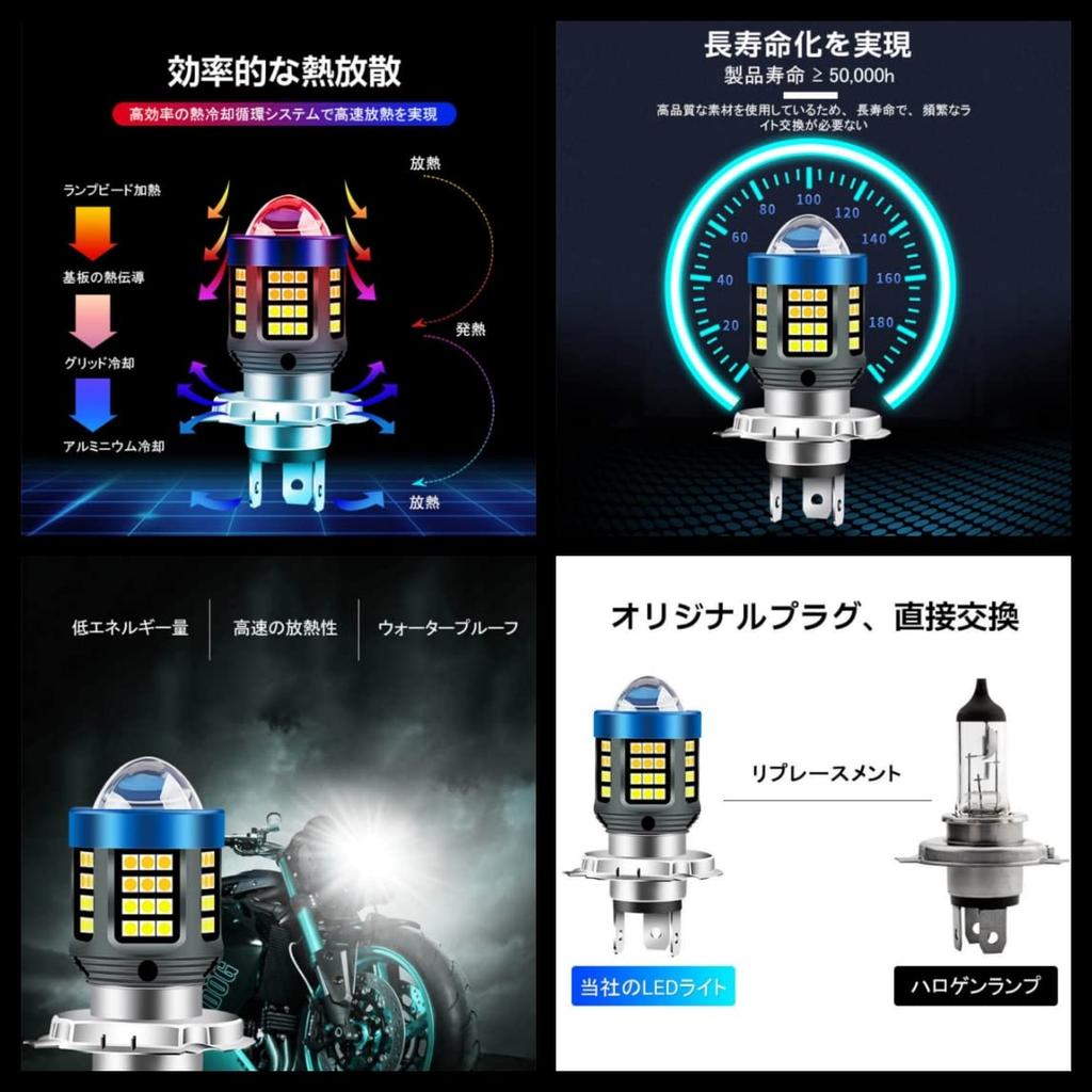 Super Bright H4 Lo Motorcycle Headlight Bulb, 2 Colors, Switchable, Ultra Bright LED, Motorcycle
