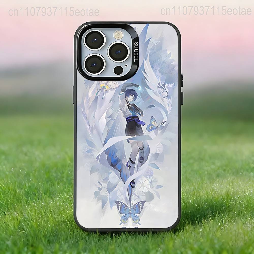 

G-Genshin Impact Скарамуш Чехол для телефона для iPhone 17,16,15,14,13,12,11,Pro,XS,Max,Plus,Mini,SE4,E Черный матовый противоударный чехол iPhone17air