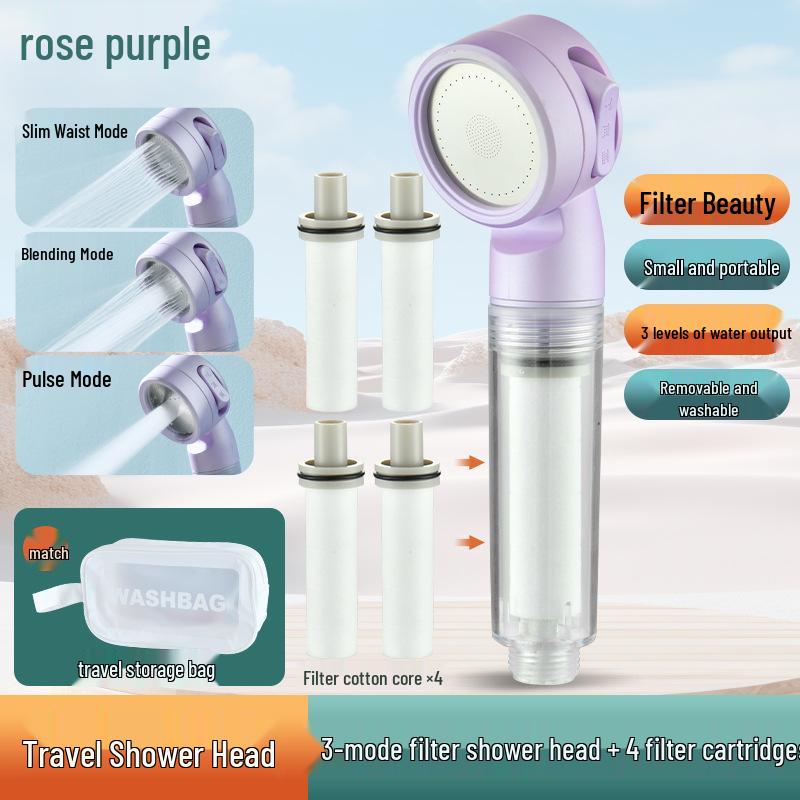 Lotus Head Universal Travel Shower Filter - Powerful Mini Showerhead for Hotels