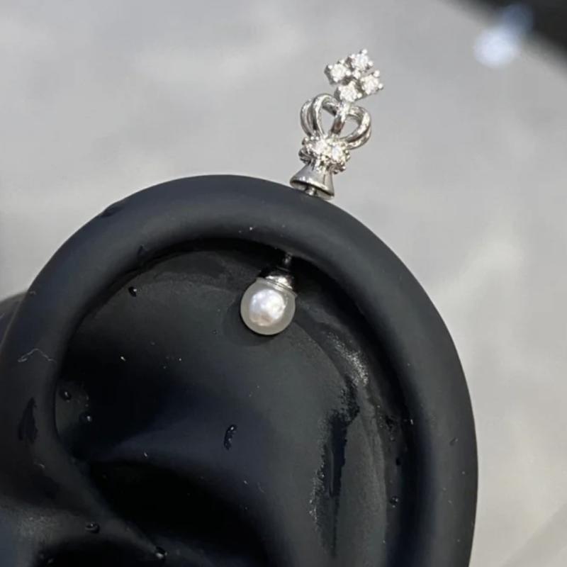 

1 шт. Корона Жемчуг Титановая сталь Спиральный гвоздь для кости уха Серьги Y2K для женщин Пирсинг уха Ювелирные изделия Подарки