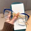 Fashion Cat Eye Large Frame Anti Blue Light Reading Glasses Men Women Retro Full Frame Color Blocked Decorative Presbyopia Eyeglasses