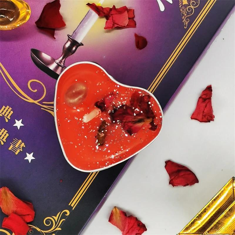 Mini Manifestation Candles Herbal Intention Candle Unscented Spell Dried Flowers Candles with Crystal Tea Lights