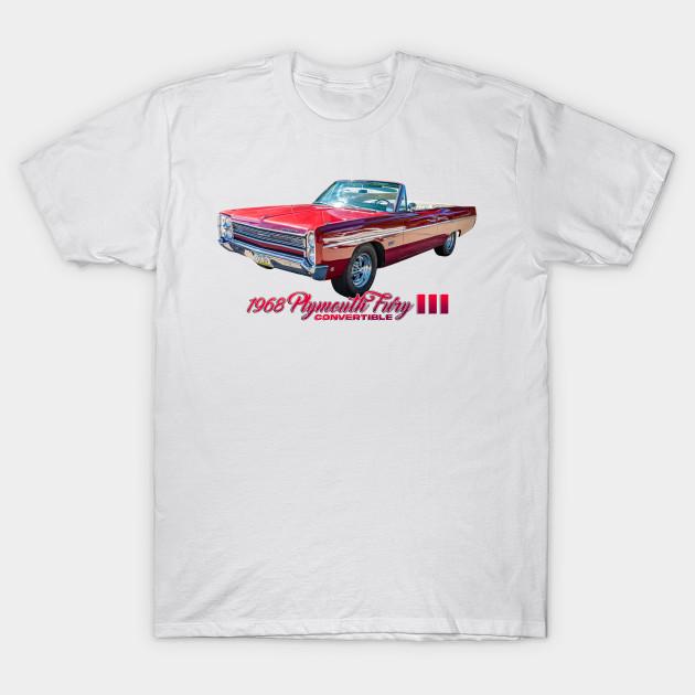 T-shirt da uomo con stampa nera 1968 Plymouth Fury III Convertible Stampa su carta transfer senza taglio T-shirt in cotone