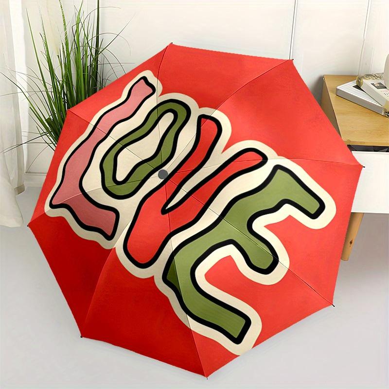 1pc Love, Graphic Folding Umbrella , 8 Ribs Casual Durable Lightweight Portable Travelling Umbrella For Men & Women Yy250728083