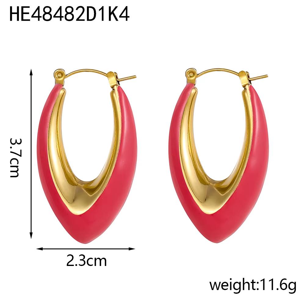 CARLIDANA New Simple and Fashionable U-shaped Stainless Steel Plated 18K Gold Plated Non-fading Oil Drop Earrings for Women