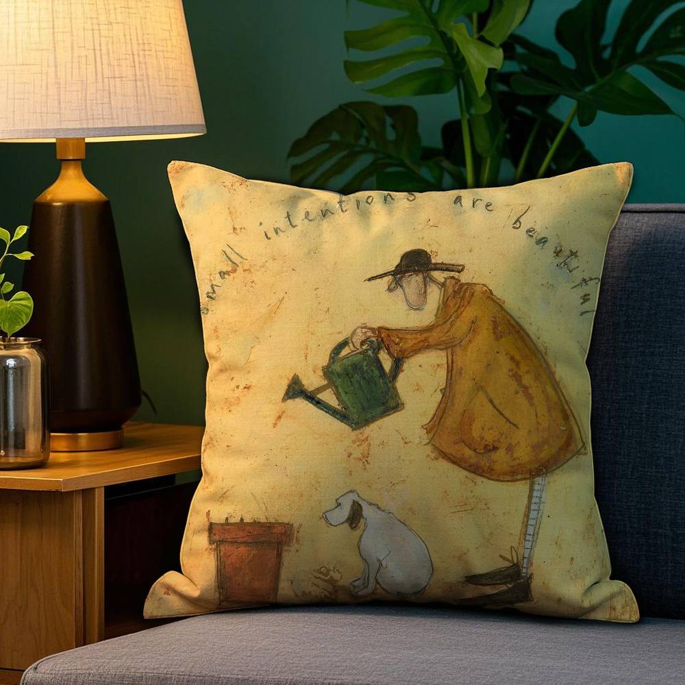 

Vantage Painting S-Sam T-Toft Art Pillow Case Anti-dustmite Pillowcase Invisible zipper silky short plush Sofa cushion cover 12x12Inch