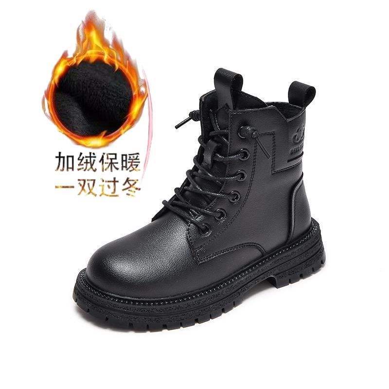 

Детские ботинки Мартин из натуральной мягкой кожи, новые осенне-зимние, модные одинарные ботинки для девочек, бархатные мужские хлопковые ботинки в британском стиле, короткие ботинки для девочек 37 inner length 23cm