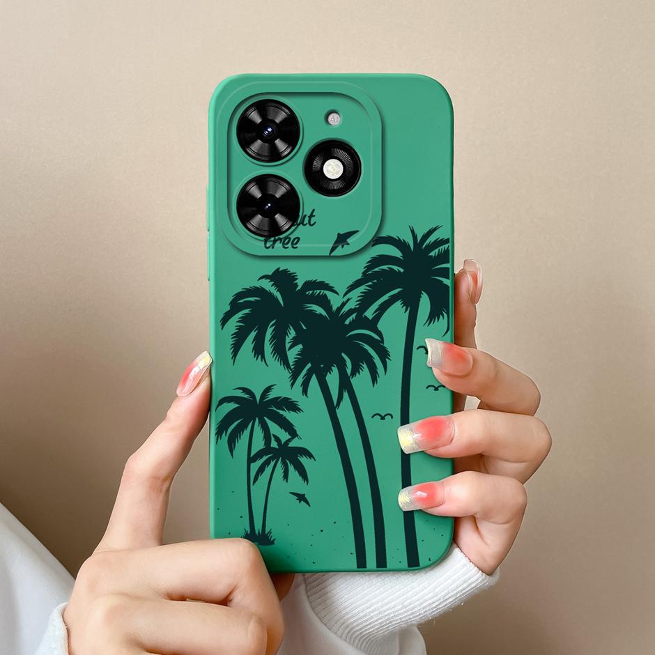 For Tecno Spark Go 2024 Casing Fashion Coconut Tree Liquid Silicone Soft TPU Shockproof Phone Cover For TecnoSpark Go 2024 Funda