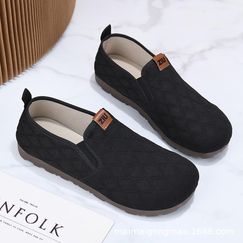 Womens Slip-On Casual Flat Shoes Breathable Mesh Comfortable Round Toe Low Heel Mom