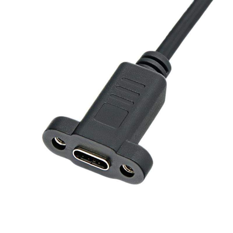 With Screw Hole Lock Connector Cable 0.3/0.5/1/1.5 Meters Panel Mount Type-C USB-C Male To Female Extension Cable