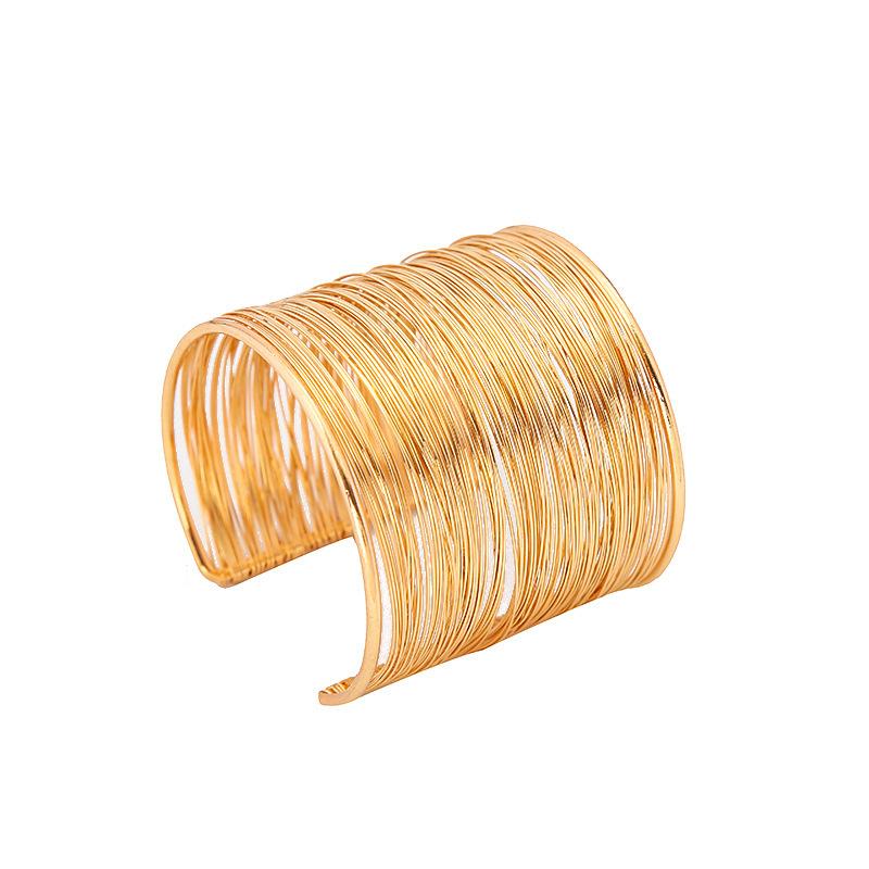 Bracelets Ouverts Multicouches Exagérés Métal Couleur Or Hyperbole Femmes Bracelet Géométrique Joncs Pulseiras Bijoux