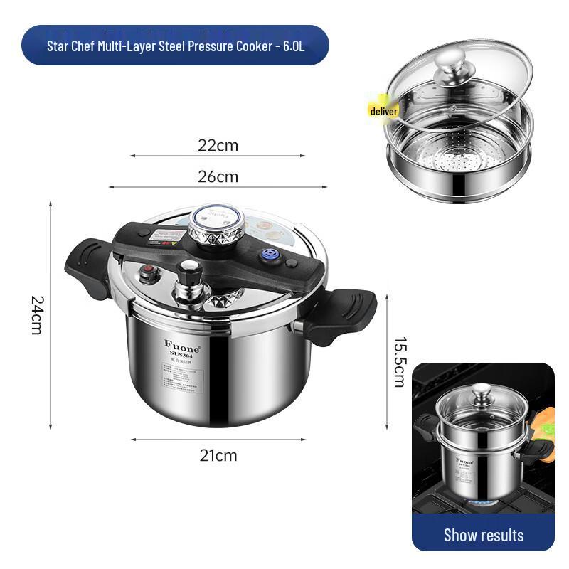 ZISIZ 3-Ply Stainless Steel Induction Pressure Cooker