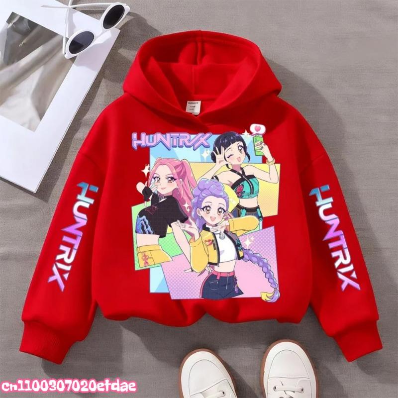 Cartoon Anime Girl Pattern Kids Hoodie Sleeve Printed Hooded Pullover Long Sleeve Sweatshirt Boys Girls Spring Autumn Children